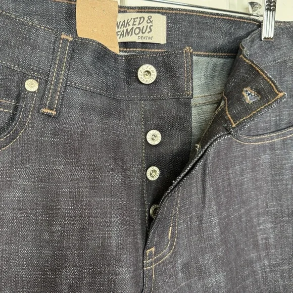Naked & Famous Broken Twill Slub Stretch Selvedge Super Guy Men's 31 (33/34) NEW - Picture 5 of 11